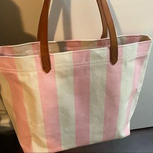 Madewell canvas transport tote NWOT pink striped